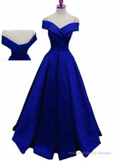 Royal Blue Satin Floor Length Formal Gown Prom Dress, 2025 Blue Party Gown